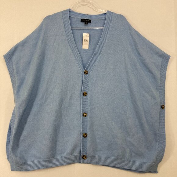 Ann Taylor Sweaters - New Ann Taylor size M/L Light Blue V-Neck Button Soft Knit Poncho Sweater